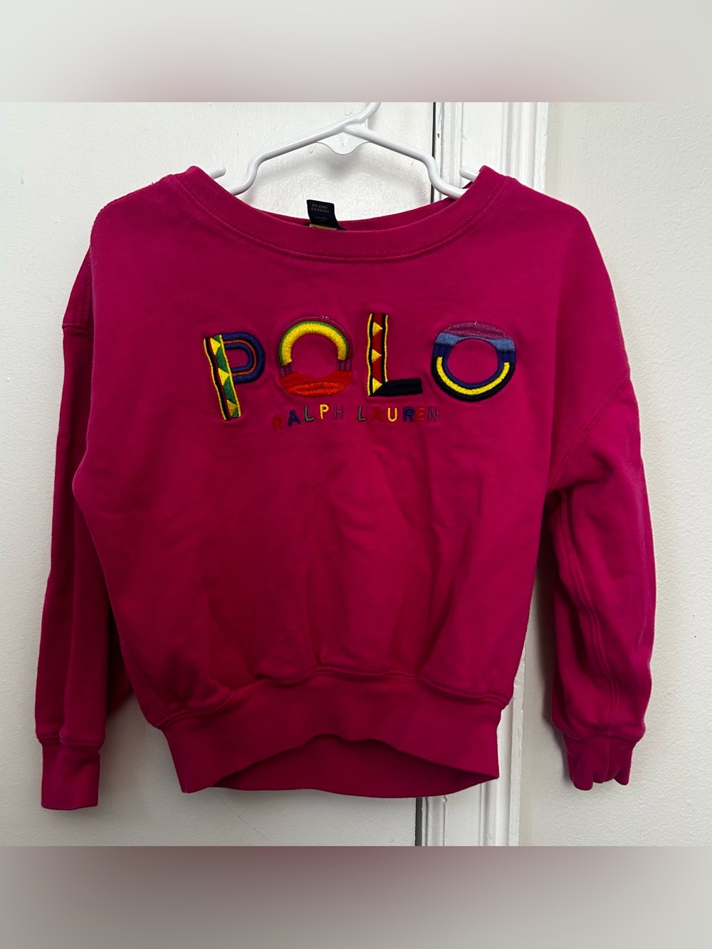 Girls Polo Ralph Lauren Accent Pink Cotton Logo Sweatshirt Size 4/4T